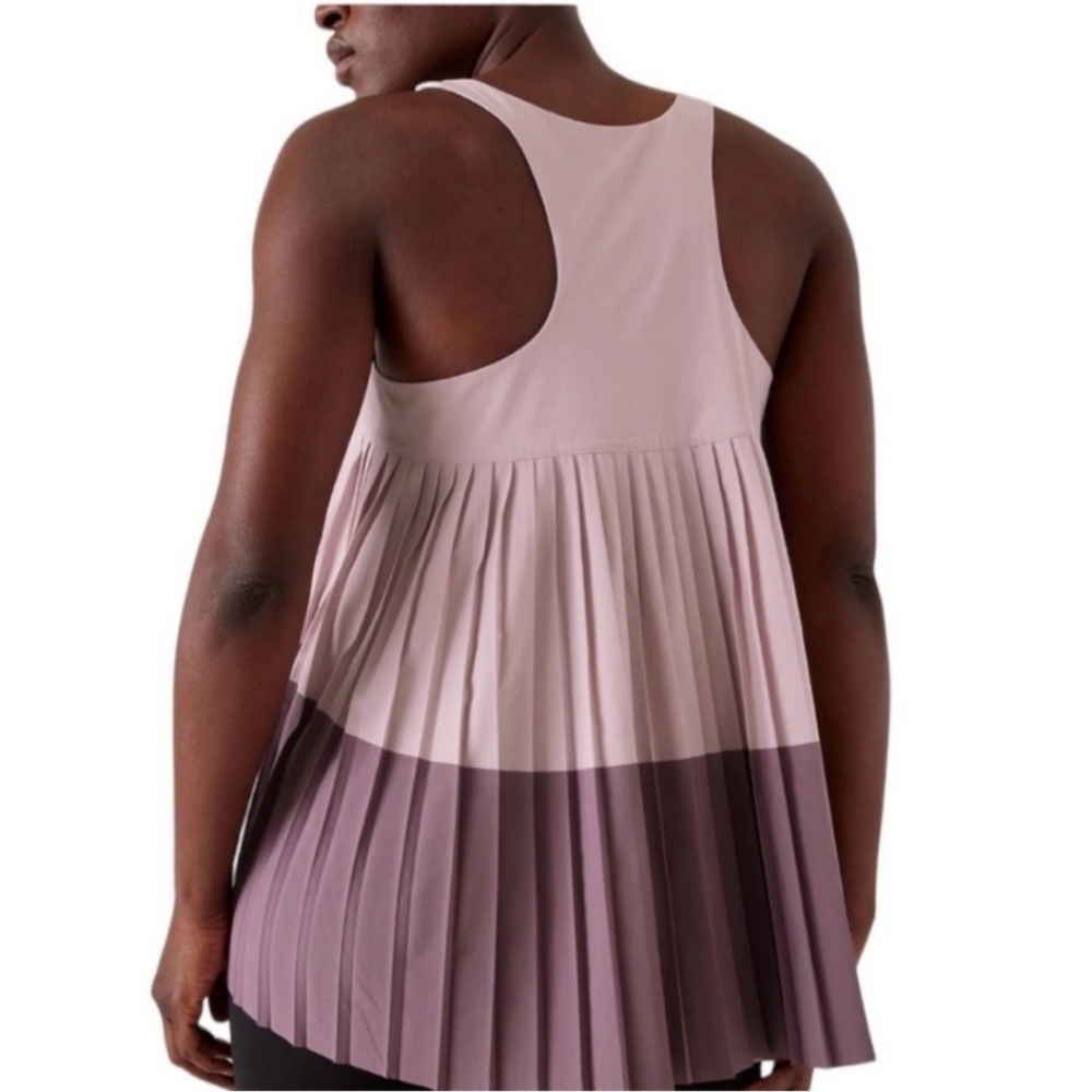 Athleta Swing Forward Pleated Athletic RacerbackTank. Plum Light Pink. Size M - Picture 3 of 11